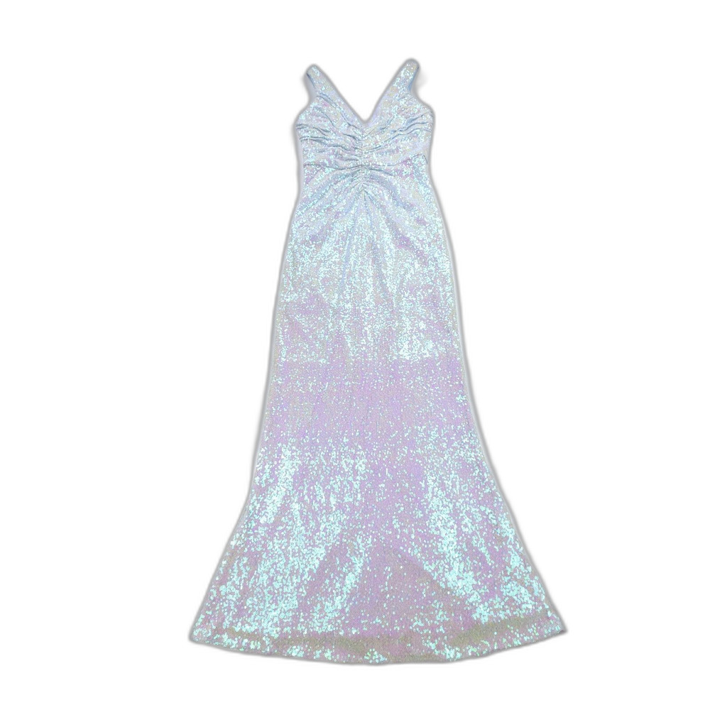 BADGLEY MISCHKA Sparkling Mermaid Sequin Gown Blue Romantic Ethereal Angelic 4